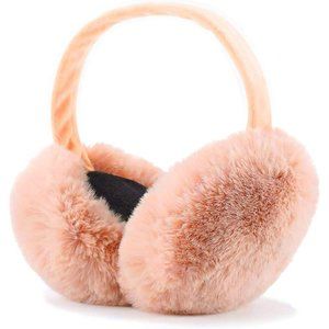 Faux Fur Beige Cute Foldable Warmers Outdoor Winter Ear muffs